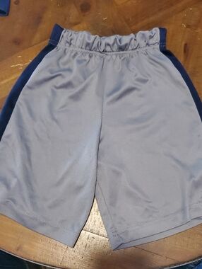 Pro Player Gray Athletic Shorts with Navy Side Stripes